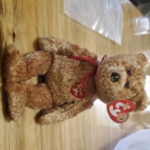 Ty Thank You Brown Bear Plush with Red Ribbon